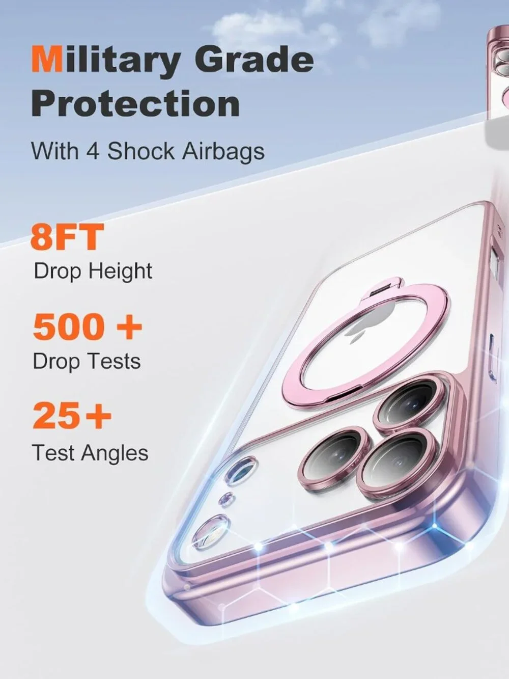 iPhone 17 Pro Case 360° Magnetic Ring Stand MagSafe Clear Cover